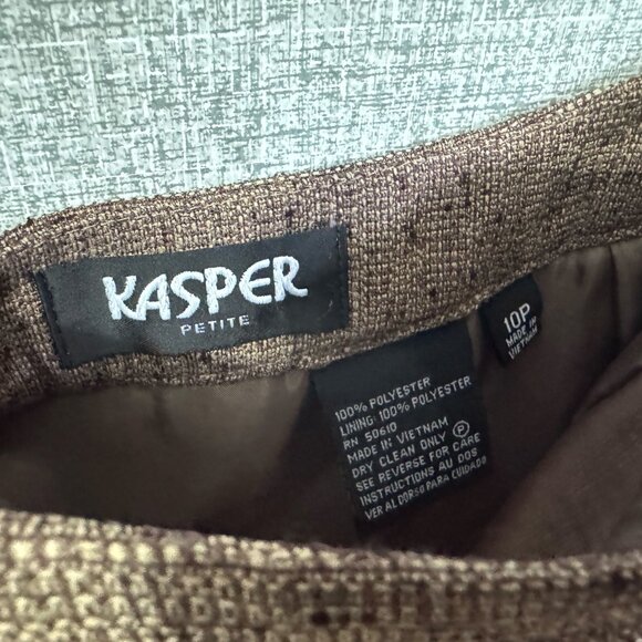 Kasper Brown Tweed A-Line Skirt – Size 10P - Picture 3 of 5
